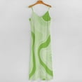 thumbnail image 5 of Abstract Green Wavy Pattern Design Sleeveless Suspender Dress Summer Fashion Casual Long Dress, 5 of 9