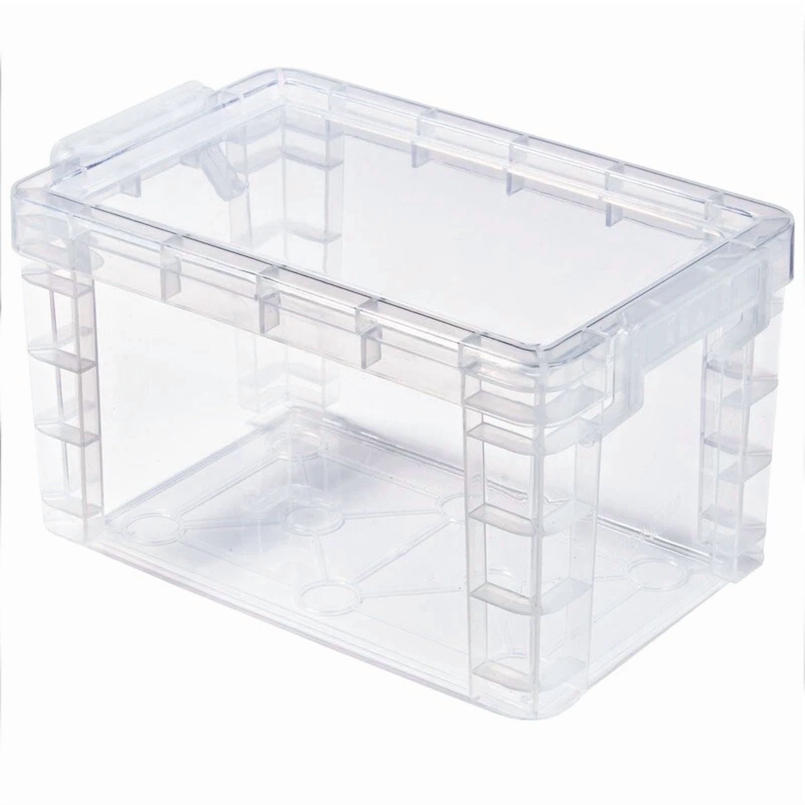 Plastic Index Card Box Organizer 2 Pack Transparent Hard Case Desktop Storage Us