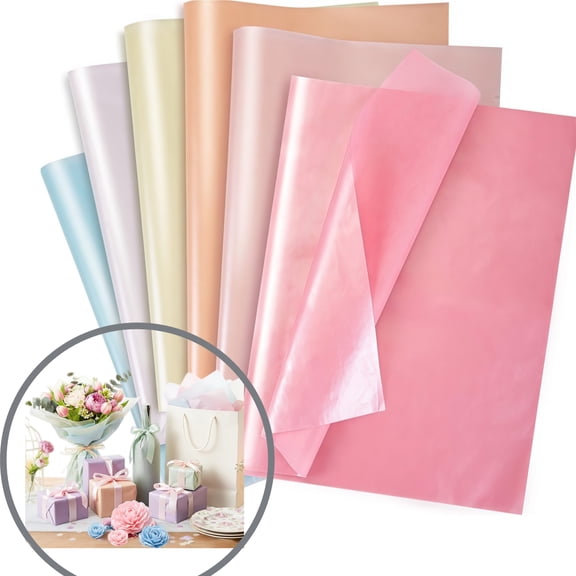 Artrylin 60 Sheets 19.7x13.8 inch Tissue Paper,6 Metallic Colors Tissue Paper,Bulk Wrapping Paper for Gift Bags,Pearlescent Shimmer Tissue Paper for Wedding,Pastel Paper for DIY Craft