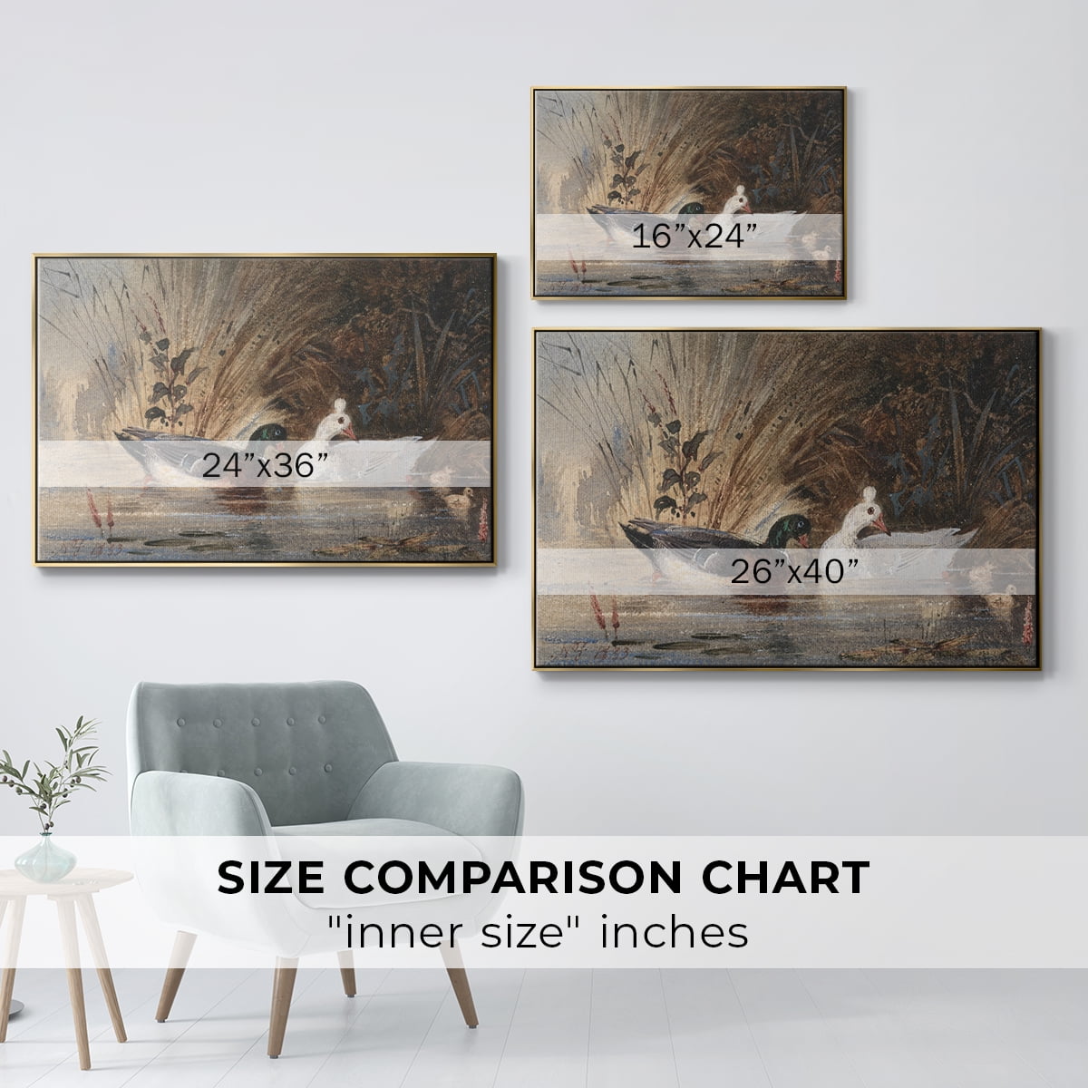 Vintage Animal Print-XVIII By Wexford Home Framed in Gold Wood Gallery Wrapped Canvas 25 in. x 37 in.