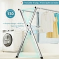 thumbnail image 3 of JAUREE 95 inches Clothes Drying Rack,Foldable Space Saving Laundry Drying Rack Stainless Steel,Indoor Outdoor with 20 Windproof Hooks, 3 of 7