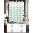 thumbnail image 6 of No Hook Cloth Fabric Shower Curtain with Snap in Liner, Sage Green Buffalo Striped Waterproof Shower Curtains Set with See Through Top Window, Love Heart Checkered Bath Curtains Shower 72"x96", 6 of 6