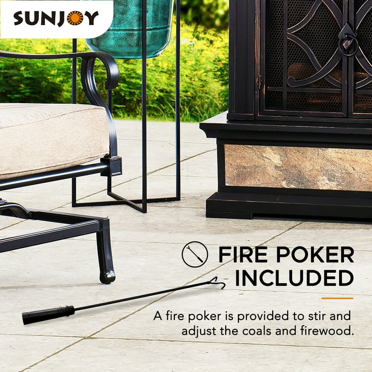 Sunjoy Cole Wood Burning Fireplace - Black Sunjoy Cole Wood Burning Fireplace - Black