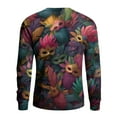 thumbnail image 6 of Havenx Men's Mardi Gras Shirts Round Neck Knitted Sweatshirts Long Sleeve Carnival Printed Dress Sweater Mask Print Holiday Party Thermal Carnival Casual Tops,Purple Pink 3XL, 6 of 6