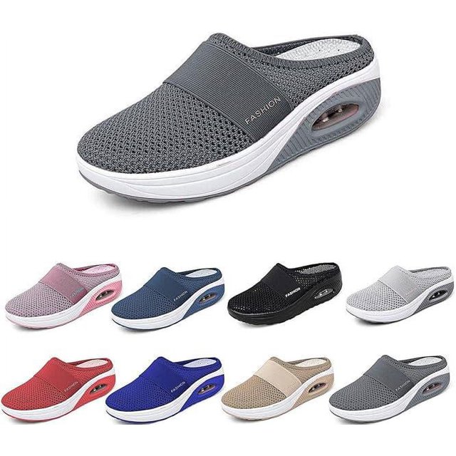 Women's orthopedic sneakers with air cushion: comfortable, breathable mesh casual shoes, lightweight walking shoes for diabetics, sandals and sneakers with footbed