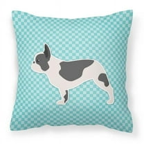 Carolines Treasures BB3741PW1818 French Bulldog Checkerboard Blue Fabric Decorative Pillow