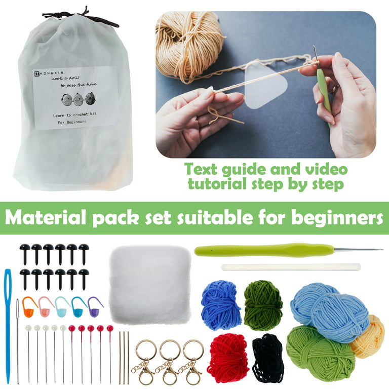 Xanadued Crochet Kit for Beginners, Easy Crochet Dinosaur Kit for Beginners  Adults and Kids, Learn to Animal Crochet Kit with Step-by-Step Video