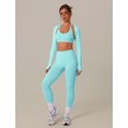 thumbnail image 6 of IDOPIP Workout Sets for Women 3 Piece Long Sleeve Shrug with Seamless Halter Sports Bra High Waist Leggings Gym Yoga Active Outfits S Mint Green, 6 of 8