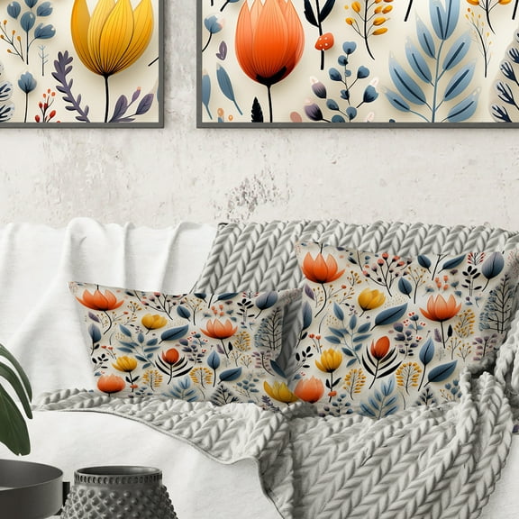 Designart "Radiant Bloom Tranquility V" Floral Printed Throw Pillow