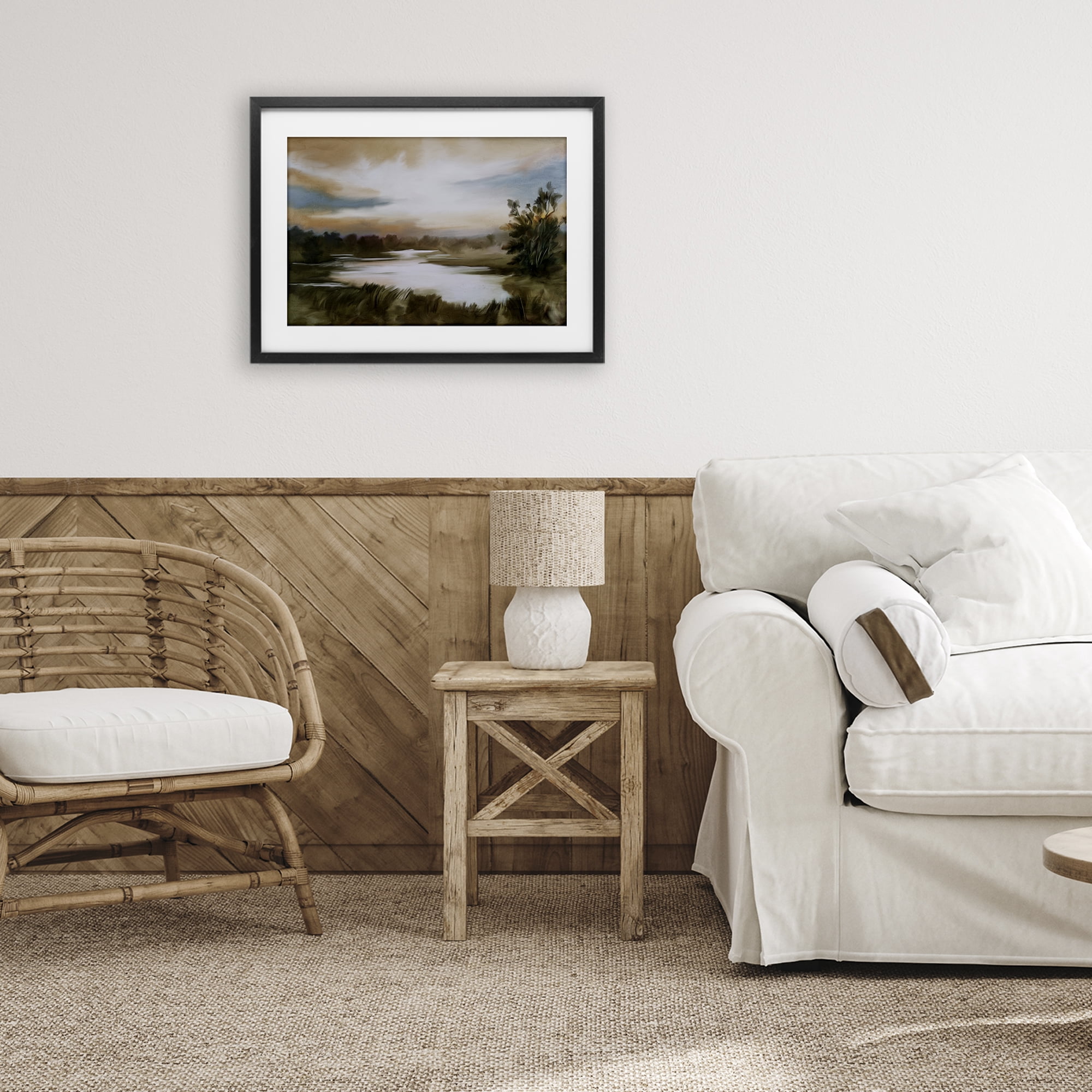 Stupell Industries Sunset Pond Countryside Black Framed Print Under Glass, design by Kim Allen