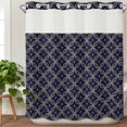 thumbnail image 3 of Navy Blue Geometric No Hook Shower Curtain Waterproof,Bathroom Curtains with Snap in Liners and See Through Top Window,Brown Modern Abstract Art Aesthetics Hotel Bathtub Curtains Shower 66"Wx72"L, 3 of 8