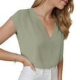 thumbnail image 2 of GEWSEY Women Tops Cap Sleeve Textured Dressy Casual V Neck Shirts 2025 Summer Business Work Blouses Outfits (Light Green, L), 2 of 8