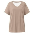 thumbnail image 7 of GEWSEY Womens V Neck Short Sleeve T Shirts Summer Tops 2025 Casual Loose Tees Trending Now (Khaki, XL), 7 of 7