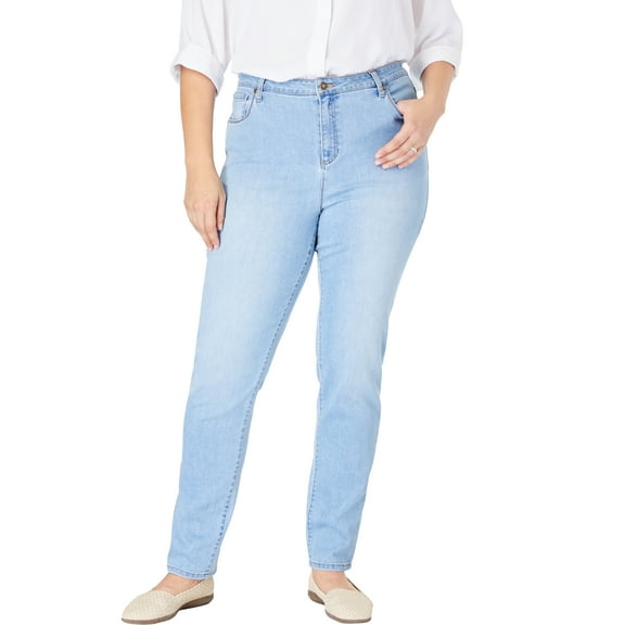 Woman Within Plus Size Tall Straight-Leg Stretch Comfort Denim Five-Pocket Jeans