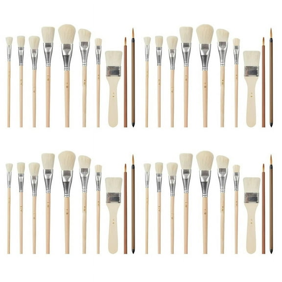 Mop Brush for Acrylic Painting,40 PCS Glaze Brushes for Pottery Goat Hair Blend Mop Brush Set for Pottery Acrylic Paint