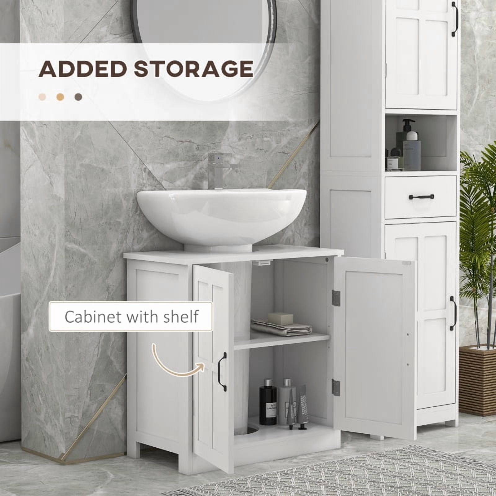 Alvantor Pedestal Sink Storage Cabinet with Adjustable Shelf & Barn Doors for Bathroom 23.6"x11.8"x23.6" White