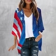 thumbnail image 2 of UVEASISHA 4th of July Cardigans for Women Open Front 3/4 Sleeve Kimonos Independence Day American Flag Print Cardigan Jackets Summer Lightweight Casual Beach Coverups Multicolor L, 2 of 4