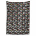 thumbnail image 2 of Modern Tablecloth, Owl Crown and Books Vermilion Boots Feather Teacup Modern Doodle Pattern, Rectangle Satin Table Cover for Dining Room and Kitchen, 60" X 84", Charcoal Grey Yellow, by Ambesonne, 2 of 2