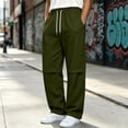 thumbnail image 3 of Iyufng Mens Knee Pleated Loose Wide Leg Casual Track Pants Drawstring Elastic Waist with Side Pockets, 3 of 9