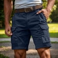 thumbnail image 2 of Men's Lightweight Multi Pocket Casual Cargo Shorts No Belt (Navy S), 2 of 6