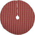 thumbnail image 2 of VHC Brands Galway Plaid Textured Cotton Rustic Christmas Decor Round 48" Diameter Tree Skirt, Barn Red, 2 of 3