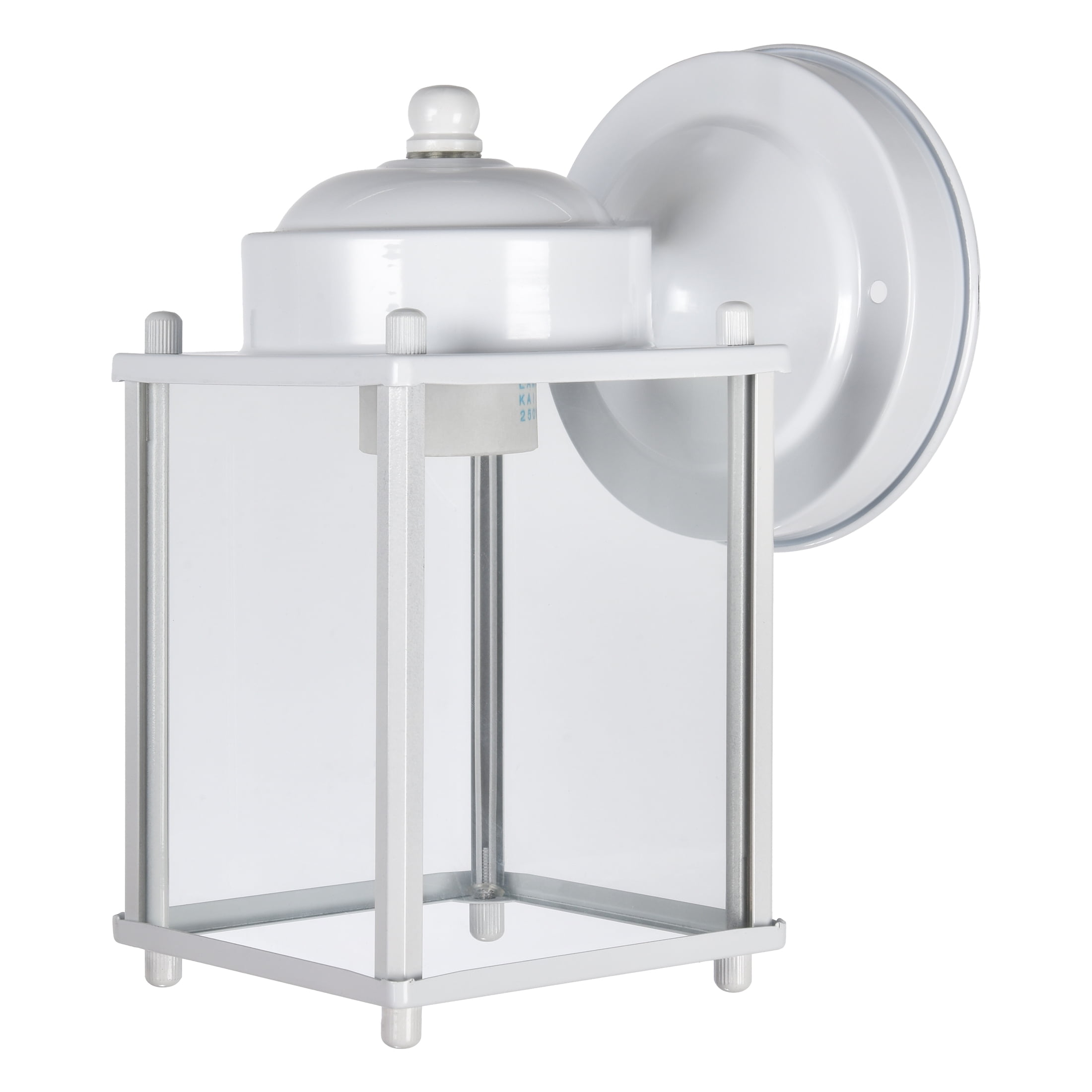 Mainstays 8" Classic White Outdoor Wall Light, Metal Fixture Clear Glass Lens, Bulb Not Included
