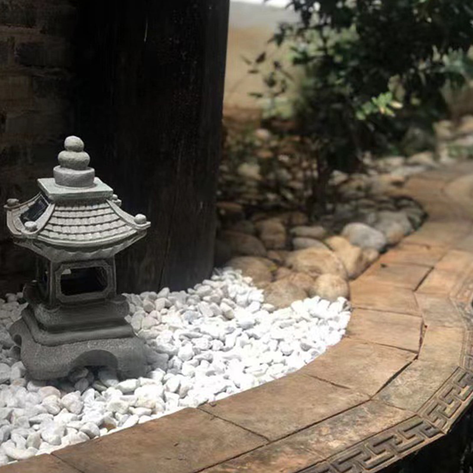 Solar Powered Stone Pagoda Decorative Ornaments Garden Sculpture Outdoor Lights For Balcony Garden Courtyard Decoration