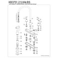thumbnail image 3 of Kingston KB3751ALBS Restoration Two-Handle 4-Hole 8" Centerset Kitchen Faucet with Brass Sprayer in Polished Chrome, 3 of 4