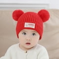 thumbnail image 2 of FAOWME Toddler Hat Girls Boys Knit Fall Winter Children Cute Warm Outwear Solid Color Cap Red One Size, 2 of 4