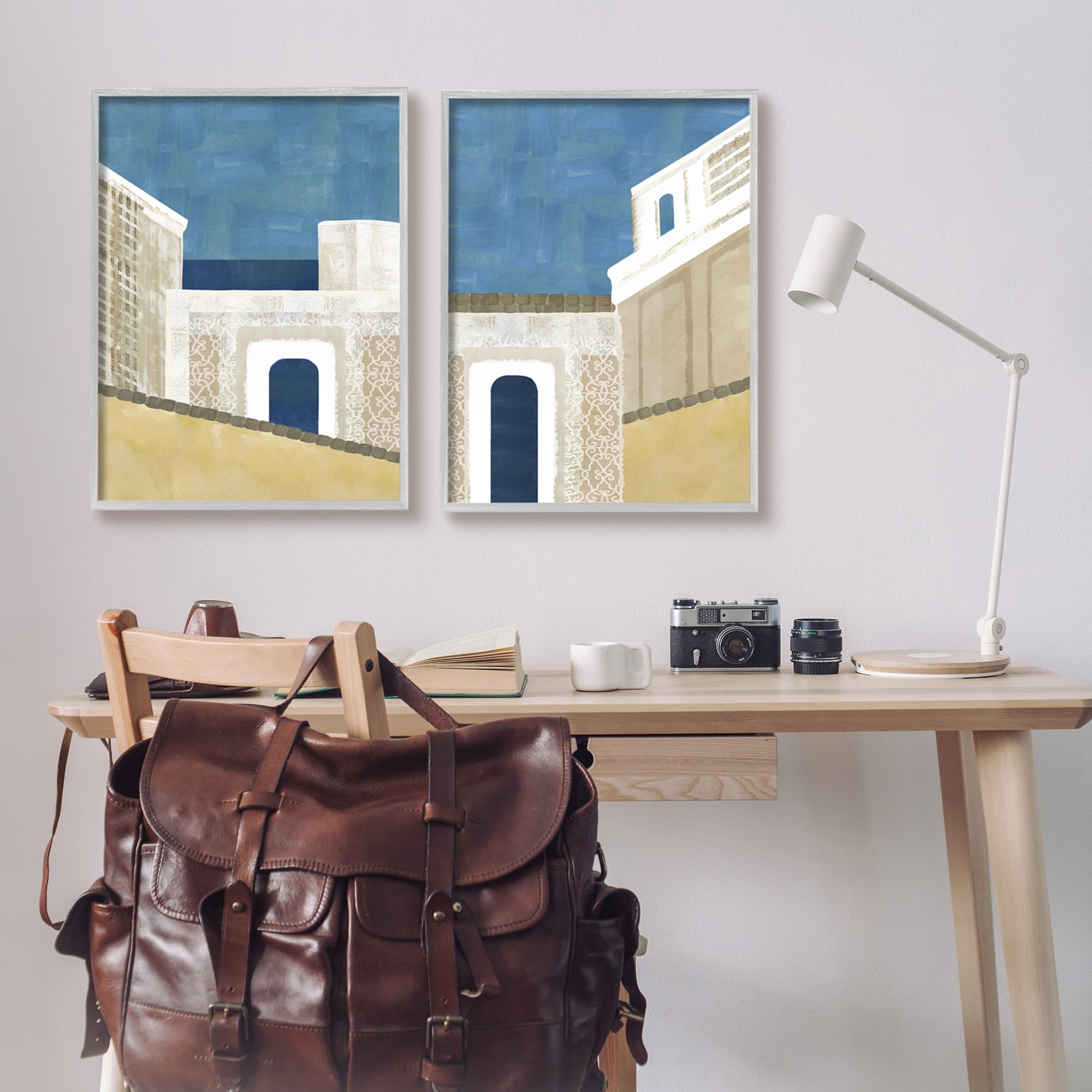 Stupell Industries Blocked Architecture Classic Tiled Building Doorway Framed Wall Art, 24 x 30, Design by Flora Kouta