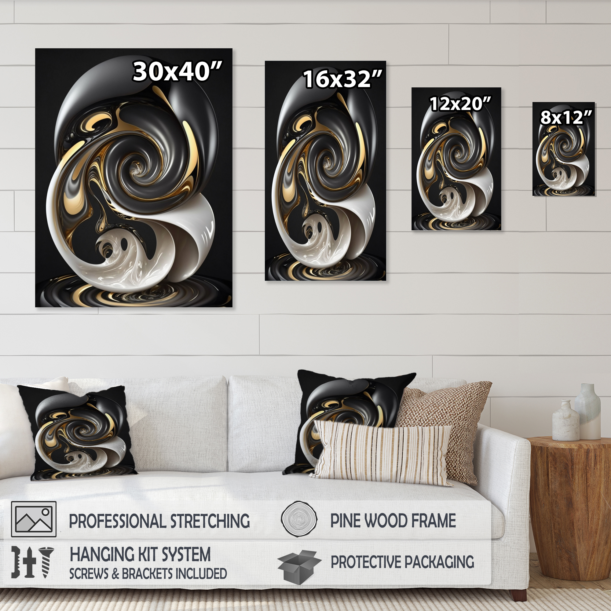 Designart Liquid White Stained Glass I Canvas Wall Art