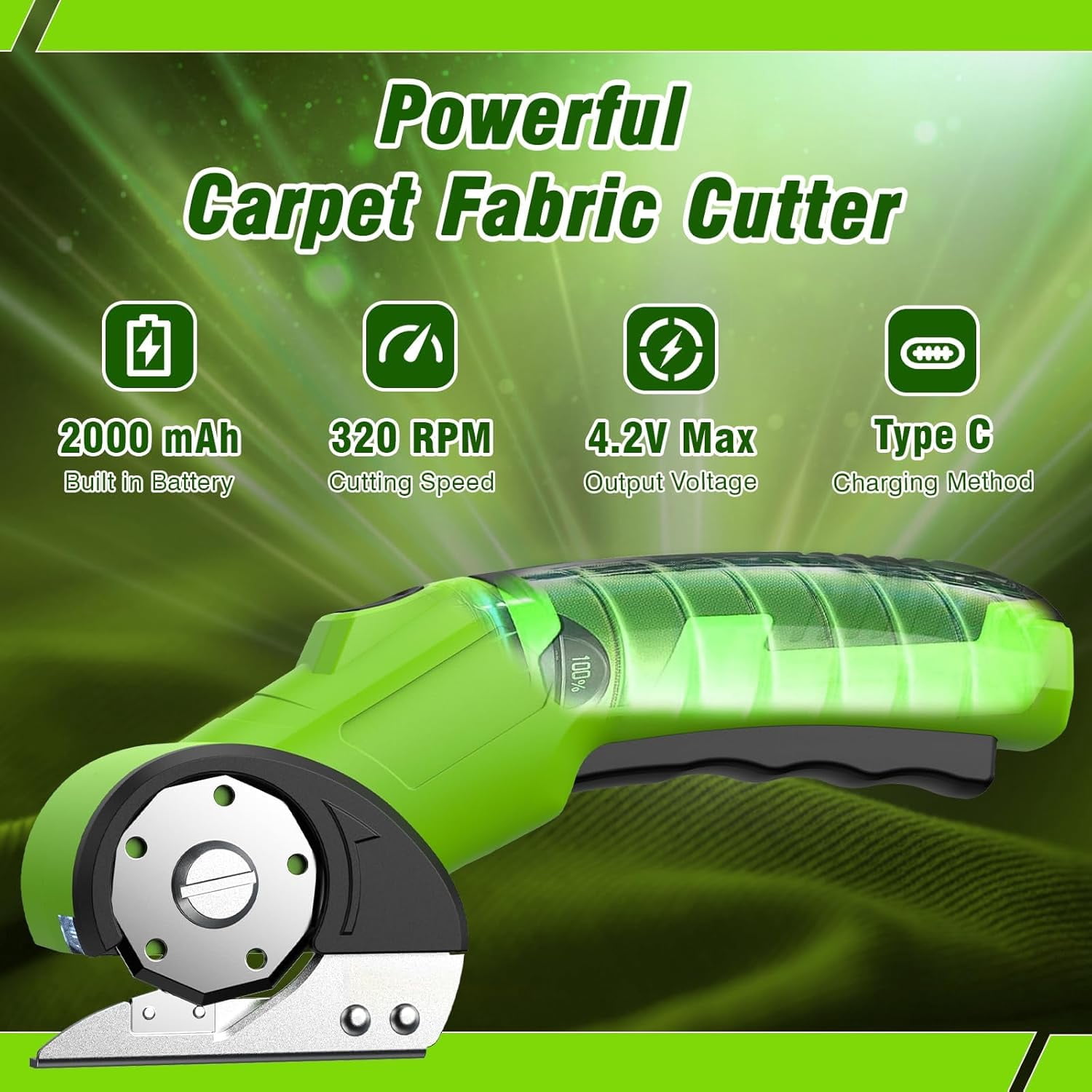 Cordless Electric Scissors, Electric Mini Box Cutter, Carpet & Cardboard Cutter Tool, Rotary Cutter for Cardboard Packages Leather Plastic