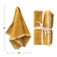 thumbnail image 2 of Creative Co-Op Mustard Square Linen Blend Napkin with Fringe Trim (Set of 4), 2 of 2