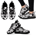 thumbnail image 1 of Nuevas zapatillas de deporte modernas con estampado de hojas de marihuana en blanco y negro para mujer, zapatillas informales con cordones, zapatos planos para niña, 1 of 6