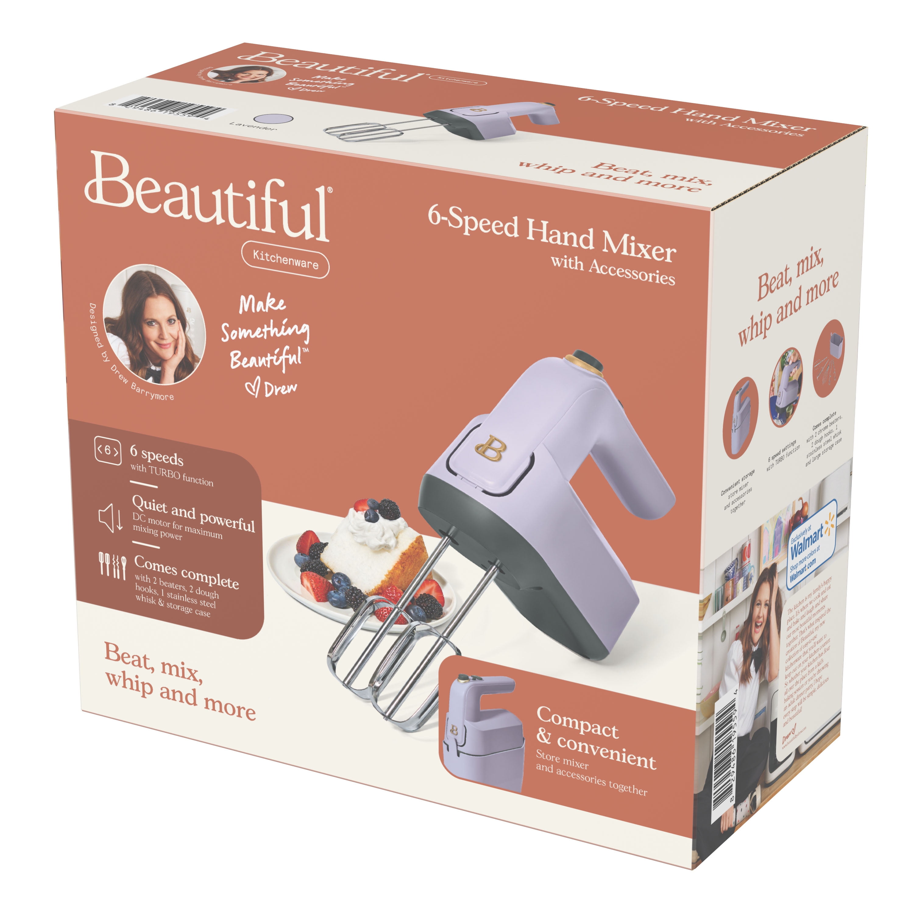 Beautiful 6-Speed Electric Hand Mixer, Lavender by Drew Barrymore