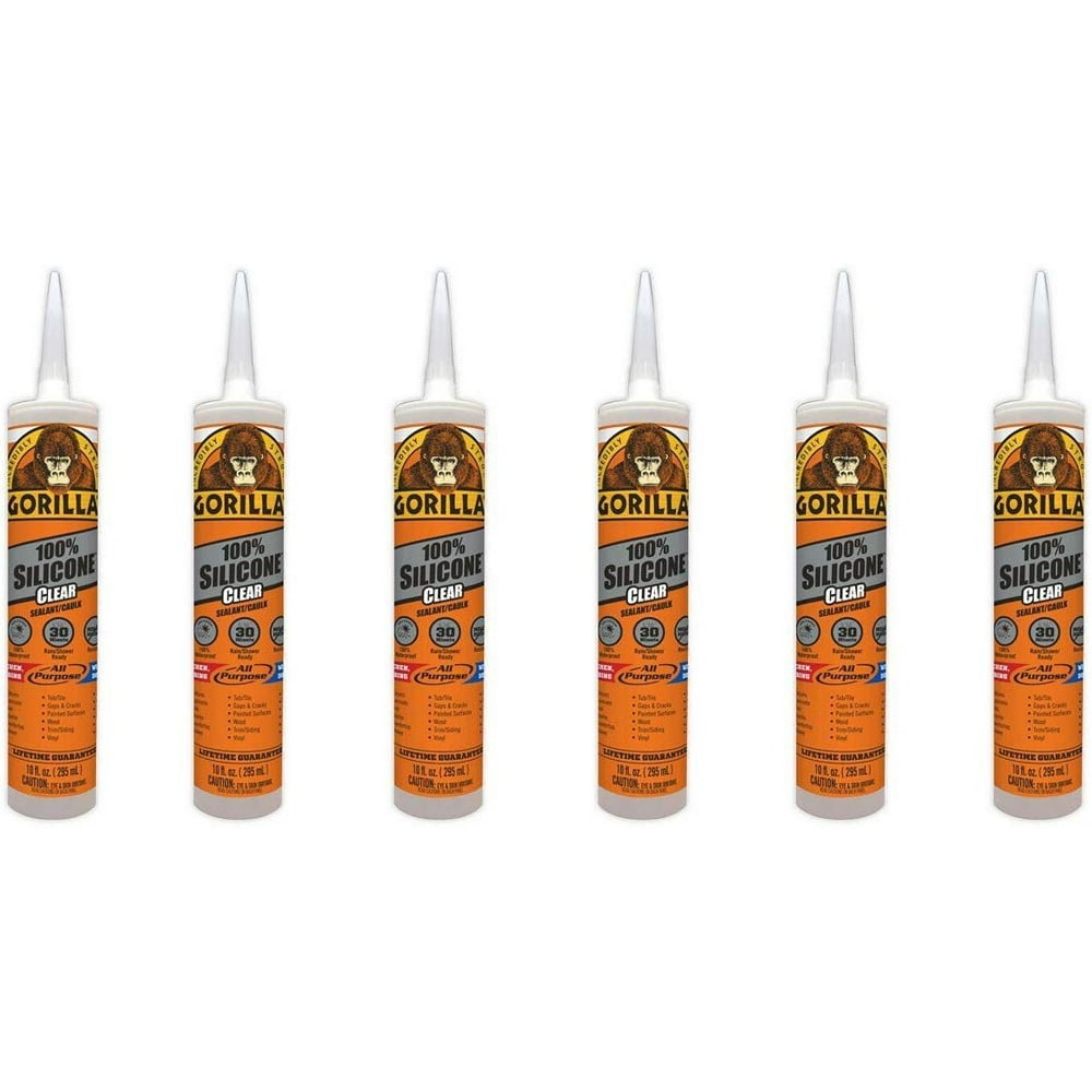 Gorilla Clear 100 Percent Silicone Sealant Caulk, Waterproof and Mold