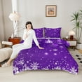 thumbnail image 4 of Homewish Xmas Snowflake 3-Piece Full Size Comforter Sets For Teens Boys Girls,Purple White Bedding Comforter Set,Merry Christmas Lightweight Bedding Sets,Ultra Soft Home Decor,Reversible, 4 of 8