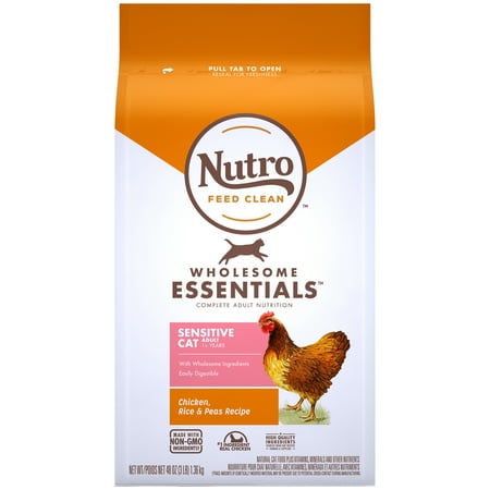 NUTRO WHOLESOME ESSENTIALS Natural Dry Cat Food, Sensitive Cat Chicken, Rice & Peas Recipe, 3 lb. (Best Jamaican Rice And Peas Recipe)