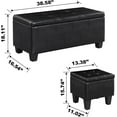 thumbnail image 3 of Storage Ottoman and 2 Footrests Set, 38 inch Upholstered Tufted  with Seating, Rectangular Sitting Ottoman  Step Stools for Living Room and College Dorm, Hinged Flip Top, Black, PU Leather, 3 of 9