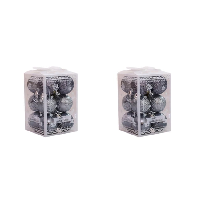 Transemion 12piece Christmas Balls Enought Quantity For Beautifully Decorated Festive Tree gray 2Set