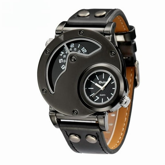 Men's Casual Leather Strap Quartz Sports Wristwatch for Men