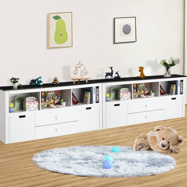 Storage organizer with 2 drawers and 3 compartments storage box for toys and books or dolls children s bookshelf and playroom toy storage box