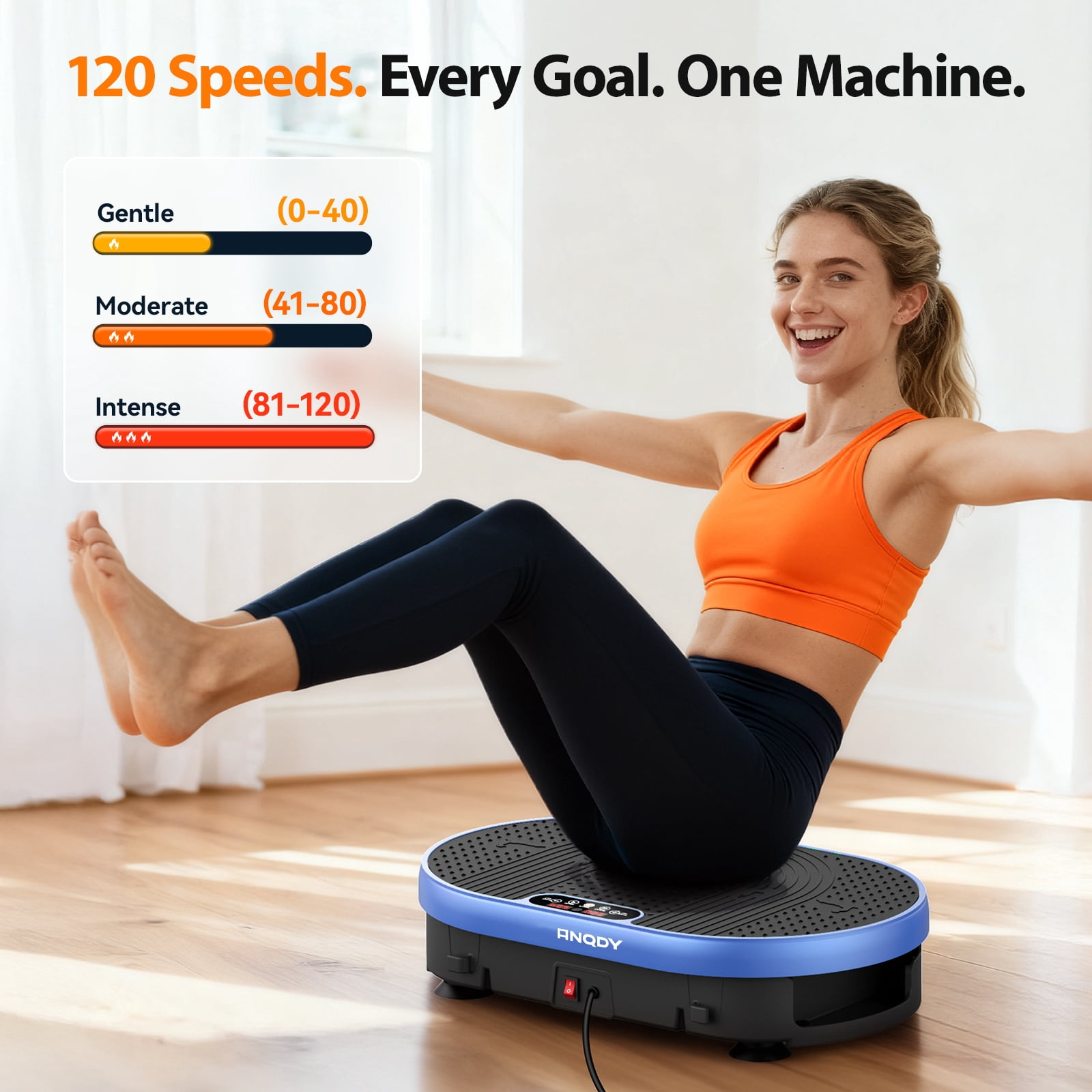 Anqdy Vibration Plate Exercise Machine for Lymphatic Drainage Weight Loss Whole Body Workout,with 2 Loops for Home Exercise Gym 350lb Capacity