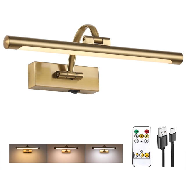 Lámpara LED para cuadros Tassuowell de 40 cm, latón, inalámbrica con control remoto