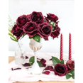 thumbnail image 3 of Ramo de rosas de seda DuHouse de flores artificiales, 10 unidades, color burdeos, 3 of 6