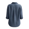 thumbnail image 5 of Women's Loose Fit Long Sleeve Striped Button Down Collared Blouse Shirt Casual Basic Work Tunic Tops Office Outfits | CSEONE,Navy XL, 5 of 8