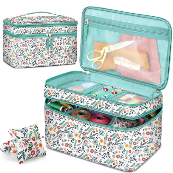 Organizador de costura FINPAC, bolsa de transporte de doble capa, 32 x 22 x 20 cm