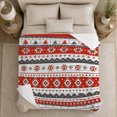 thumbnail image 5 of Nordic Fair Isle Holiday Pattern Evergreen Trees Snowflakes, Festive Holiday Scene, Warm Flannel Blanket for Living Room and Reading Nook, Art Lovers Friendship Gift, Festive Home Decor, 5 of 9