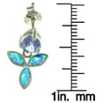 thumbnail image 3 of Jewelry Trends Sterling Silver Created Blue Opal Wild Iris Dangle Earrings with Purple CZ, 3 of 3
