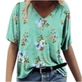 thumbnail image 2 of T-shirt Décontracté à Manches Courtes Col en V Imprimé Floral Dégradé, 2 of 4